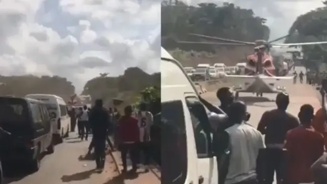 Helicopter land for road