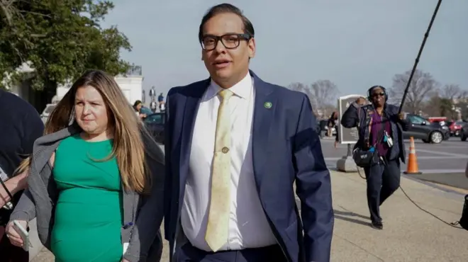 George Santos walks to Capitol Hill on 12 January 2023