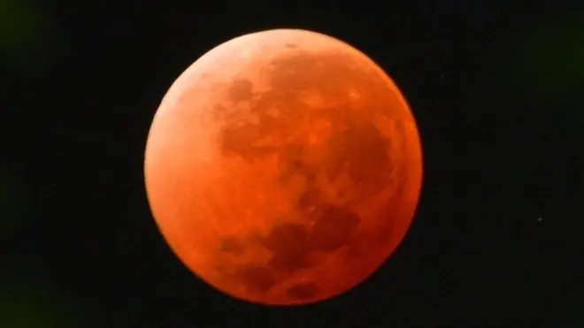 A total lunar eclipse photographed from Montevideo, Uruguay, in 2014
