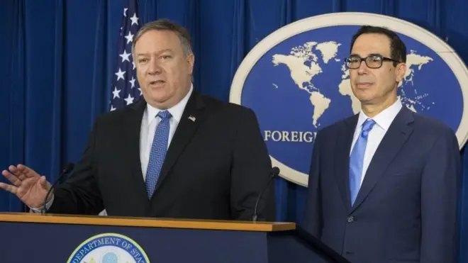 ABD Dışişleri Bakanı Mike Pompeo ve ABD Hazine Bakanı Steven Mnuchin, İran ile ilgili yaptırımlarla ilgili basın açıklamasını bugün gerçekleştirdi.
