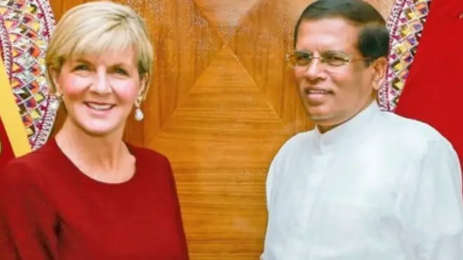 විදේශ ඇමතිනී ජූලී බිෂොප් ජනපති මෛත්‍රීපාල සිරිසේන සමග