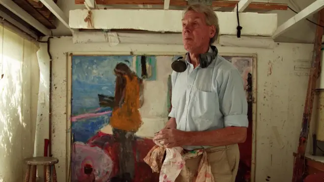 صورة للرسام سارغي مان في استوديو الرسم قبل رحيله