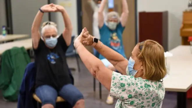 women at the exercise class