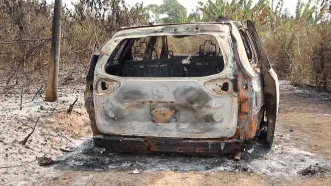 Aworan ọkọ Kabiyesi ti wọn dana sun