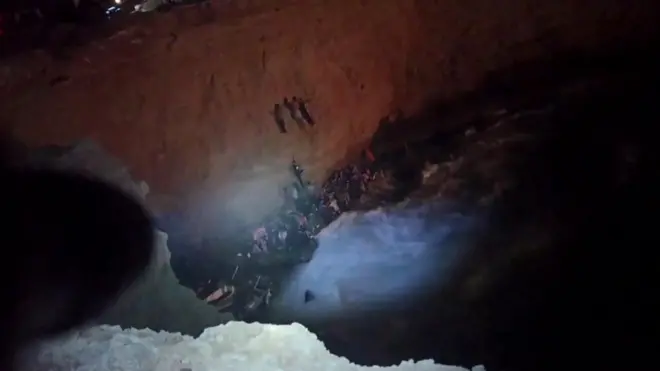 The Greek coastguard airlifted several people from the cliff face