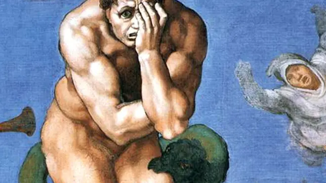 Фрагмент фрески "Страшный суд" Микеланджело