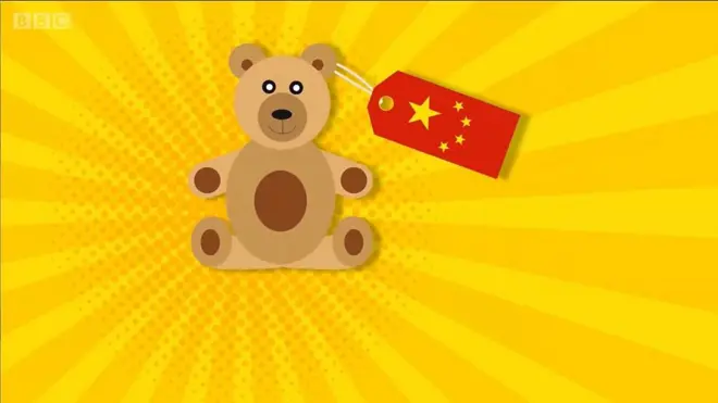กราฟิกรูปหมีติดป้ายธงชาติจีน