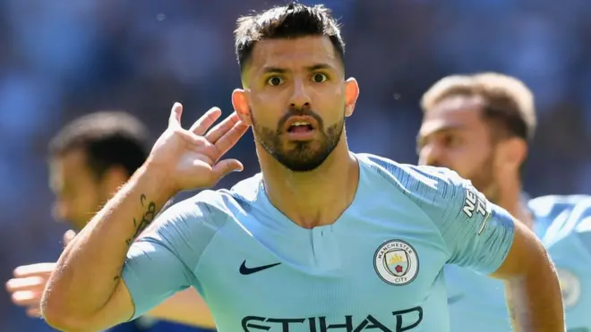 Sergio Aguero dey celebrate goal