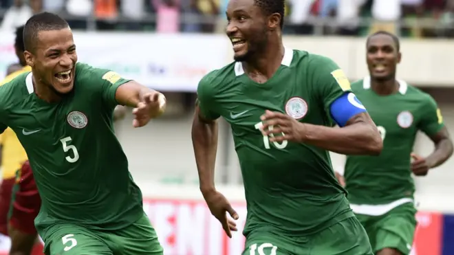 Niger Captain John Mikel Obi dey celebrate goal