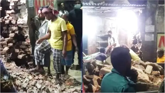 రాధాకాంతా ఆలయంలో కూల్చివేతకు గురైన ప్రహారిగోడ