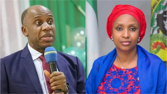 Minister of Transportation Rotimi Amaechi and suspended Managing Director of NPA Hadiza Bala-Usman