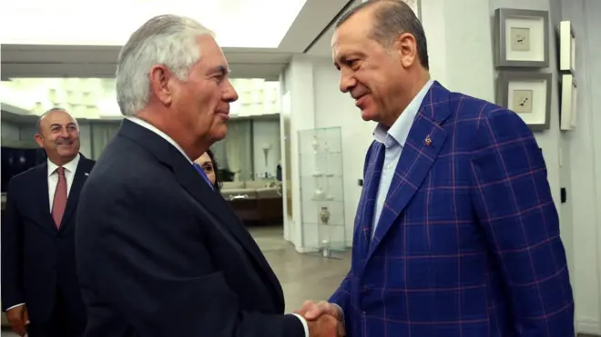 ABD Dışişleri Bakanı Rex Tillerson ve Cumhurbaşkanı Recep Tayyip Erdoğan
