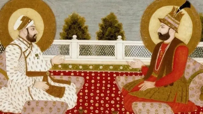 నాదిర్ షా, మహమ్మద్ షాలు తలపాగాలు మార్చుకోవడం