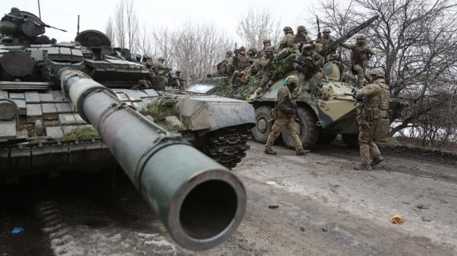 2022年2月24日，烏克蘭軍隊凖備應對俄羅斯的進攻。