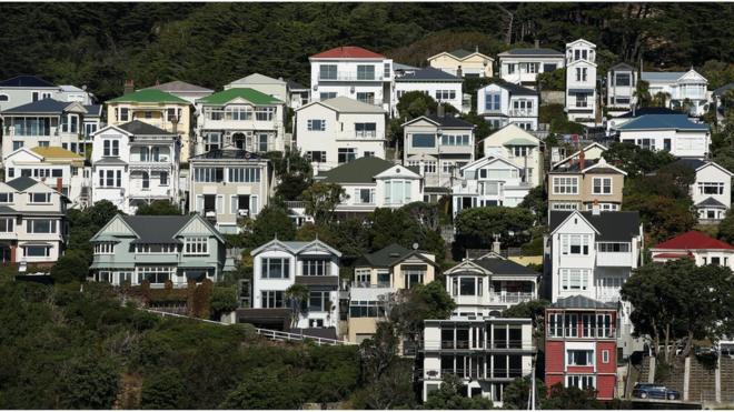 Houses in Oriental Bay in Wellington, New Zealand