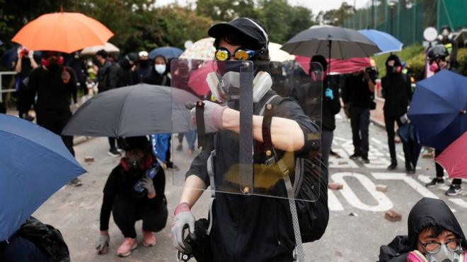Protesters at the Chinese University of Hong Kong
