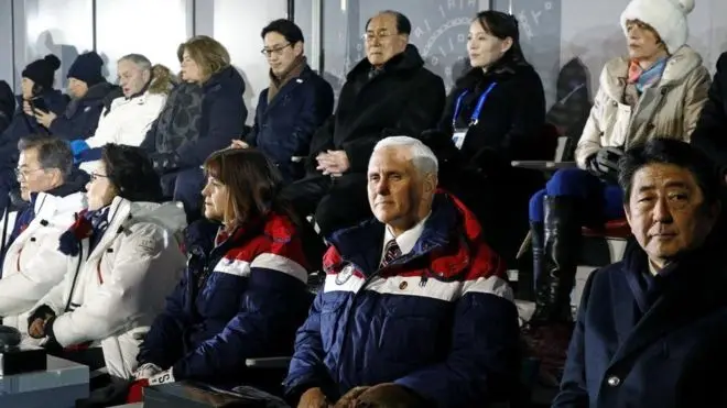 Phó Tổng thống Mike Pence là lãnh đạo cao nhất mà Hoa Kỳ cử tham gia lễ khai mạc Olympics Mùa Đông ở Pyeongchang trên cùng lễ đài với quan chức Bắc Hàn, Hàn Quốc và Nhật Bản hôm 09/02