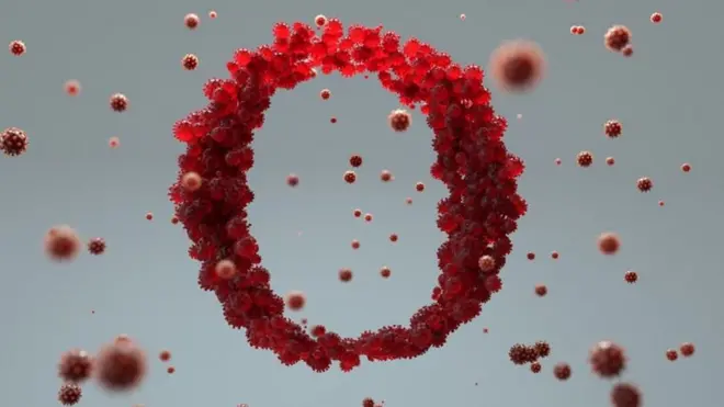 Virus graphic in shape of an O