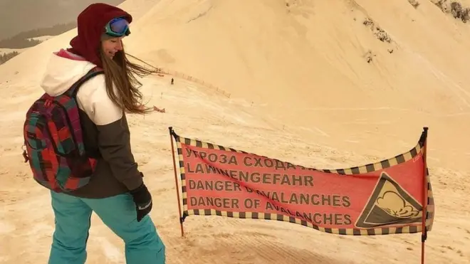 Snowboarder in the Russian Caucasus