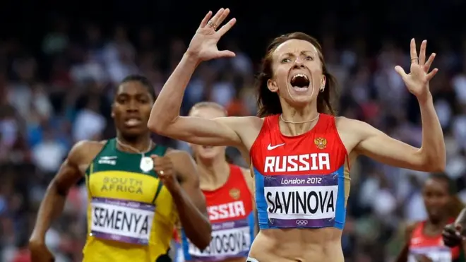 2012'de Londra'da yapılan olimpiyatlarda 800 metre yarışını kazanan Mariya Savinova'nın doping yaptığı tespit edilmişti.