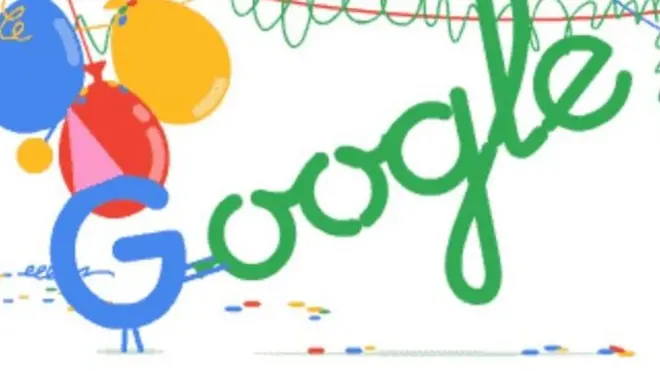 Google se felicitó a sí mismo el cumpleaños con este "doodle" del dibujante de Disney Gerben Steenks.
