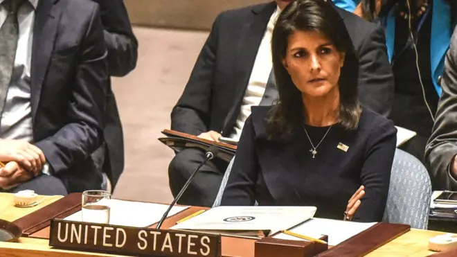 Nikki Haley est actuellement à Addis Abeba, la capitale de l'Ethiopie, siège de l'Union africaine.