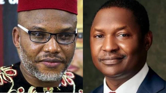 Ipob leader Nnamdi Kanu, Nigeria Minister of Justice Abubakar Malami