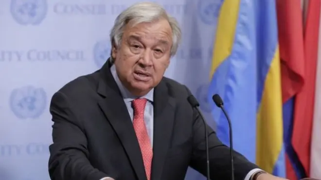 ښاغلي ګوټیریڅ يوې خبرې ناستې ته په وينا کې له ښکېلو غاړو وغوښتل چې د ملکي وگړو ساتنه وکړي