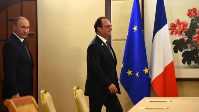 Олланд и Путин накануне встретились на полях саммита "Большой двадцатки" в Китае