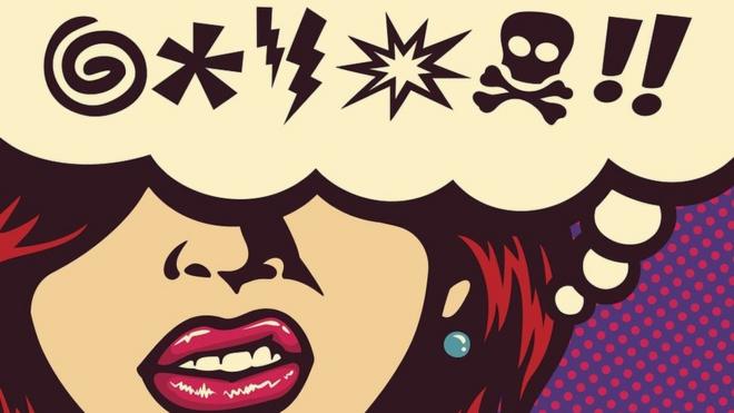 ilustração2472 mega senaestilo pop art mostrando mulher e símbolos para palavrões