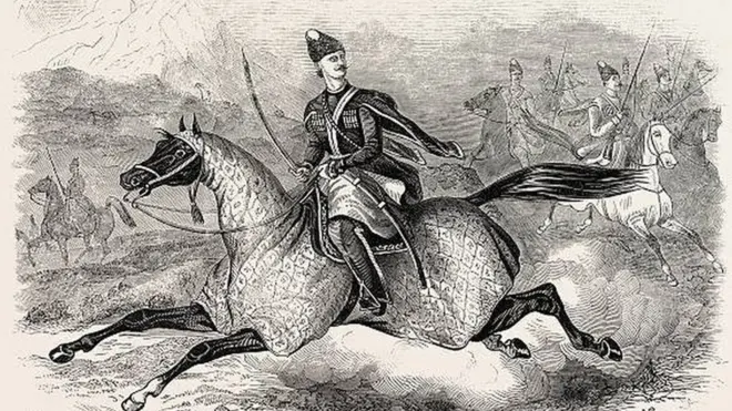 رسم للقائد شامل الذي قاد الحرب ضد الروس في القرن التاسع عشر