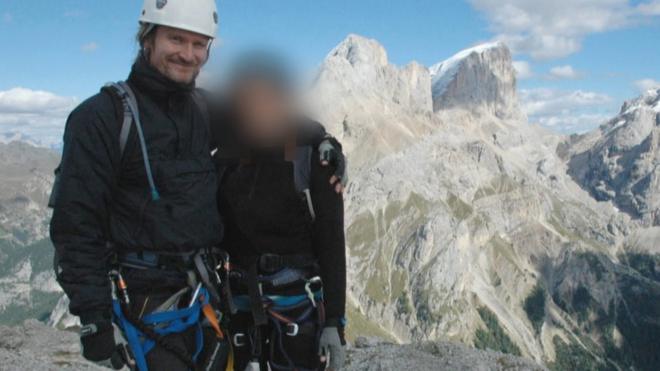 Undercover policeman and his girlfriend Lisa, not her real name, on holiday in the Italian Alps