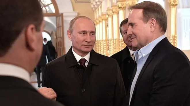 Владимир Путин и Виктор Медведчук в Ново-Иерусалимском монастыре