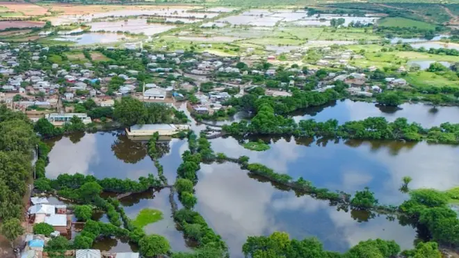 Huge swathes of land are submurged in Hudur town, southern Somalia