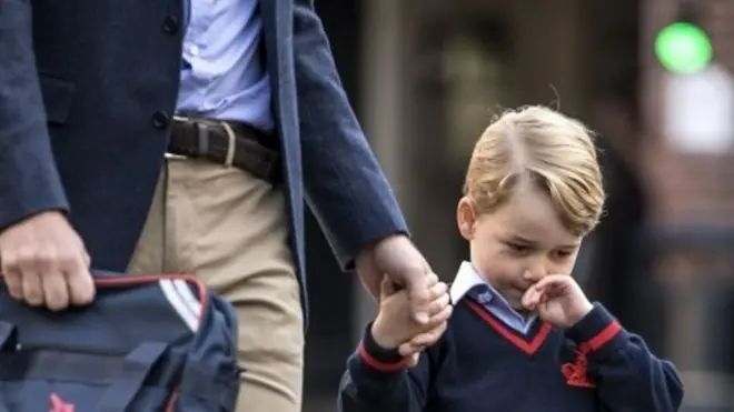 Prince George arrives at school with Prince William
