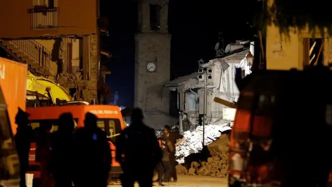 Rescue efforts in Amatrice continued for a second night