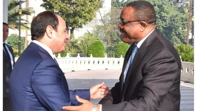 ቀዳማይ ሚኒስትር ኃ/ማርያም ደሳለኝ ምስ ፕሬዝደንት ግብጹ አብዱል ፈታህ አል ሲሲ