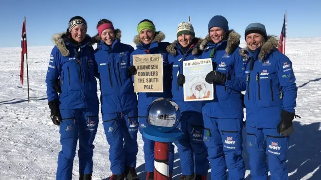 The team reached the South Pole on 17 December, less than a month after first setting off