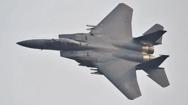 A F-15K jet was among those sent to intercept a Russian plane