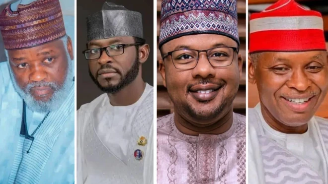 L-R: Gawuna, Sha'aban Ibrahim, Tanko Yakasai, Abba Kabir