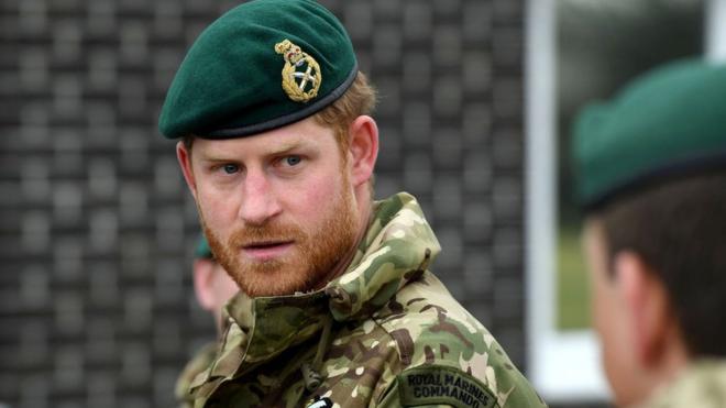 The Duke of Sussex during a visit to 42 Commando Royal Marines at their base in Bickleigh.