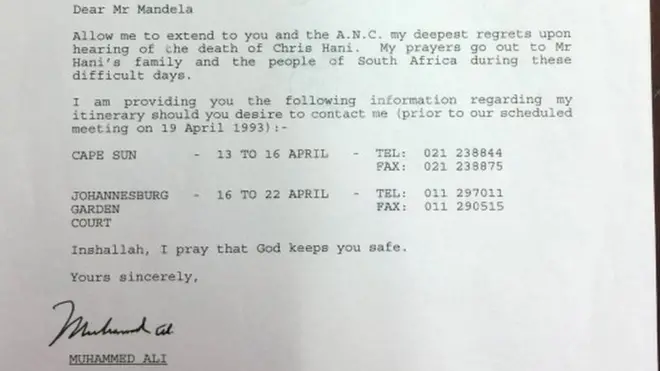 Warqadda Maxamed Cali uu u diray Nelson Mandela