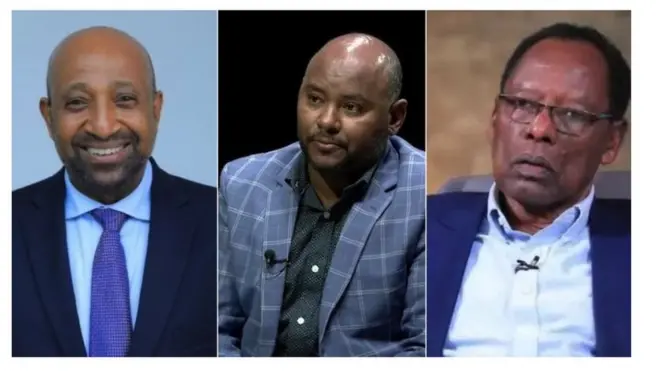 ፕሮፌሰር ብርሃኑ ነጋ (ጸጋም)L ኣቶ በለጠ ሞላ (ማእከል): ኣቶ ቀጀላ መርዳሳ (የማን)