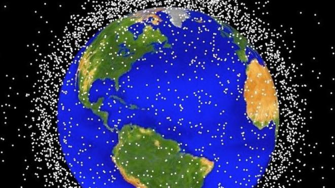 美国宇航局图片显示地球周围近地轨道上的垃圾