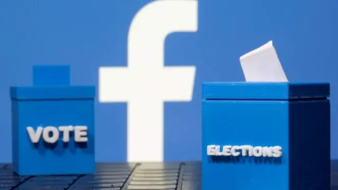 logo de Facebook derrière deux urnes
