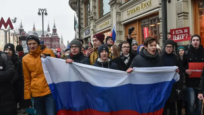 Традиционно на митинг Навального вышло много молодежи