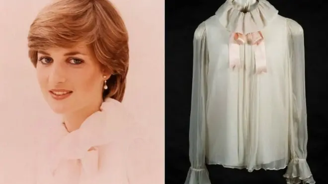 戴安娜1981年穿過的雪紡上裝，這是她首次為《Vogue》雜誌拍攝的正式肖像。