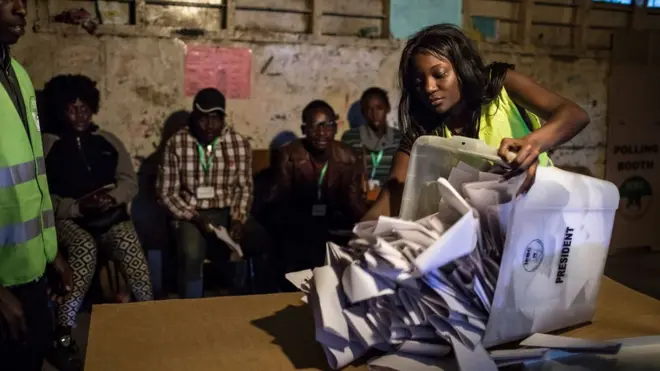 For Kenya voters bin dey follow as dem count votes wen Uhuru Kenyatta enter as President for August 2017