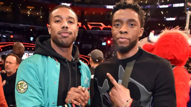 Michael B. Jordan and Chadwick Boseman attend di 2018 State Farm All-Star Saturday Night for Staples Center on February 17, 2018
