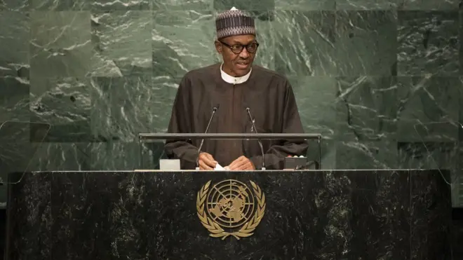 President Buhari dey address UN General Assembly